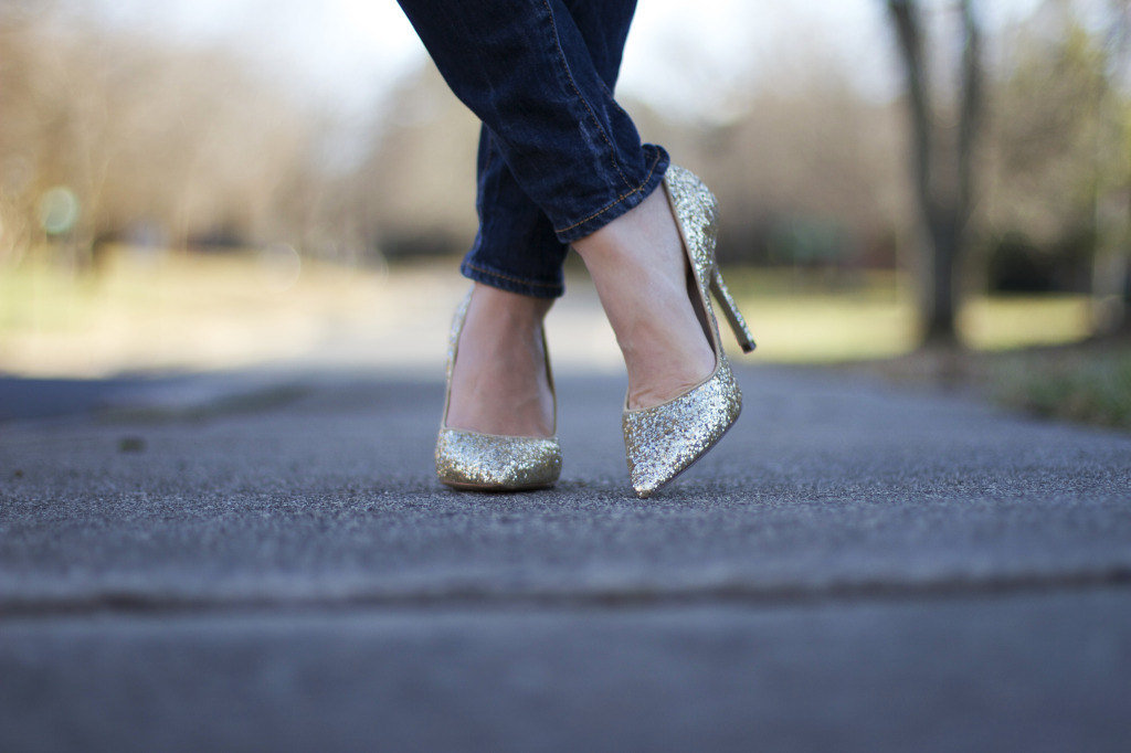 Gold Glitter Heels