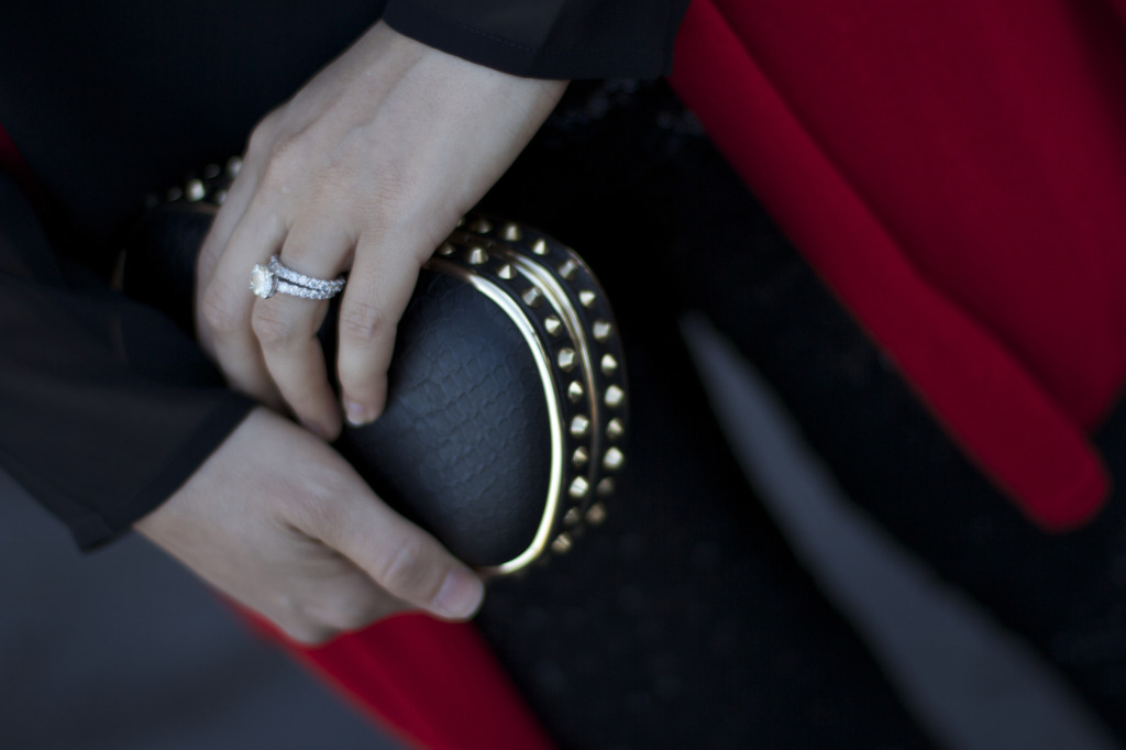 black and gold bcbg clutch