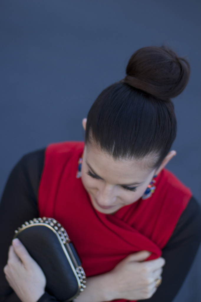 top knot brunette bun hair