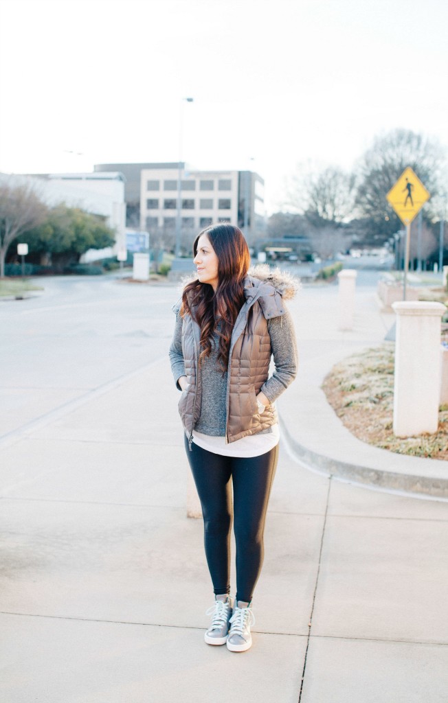 Bubble Vest and Nike sneakers