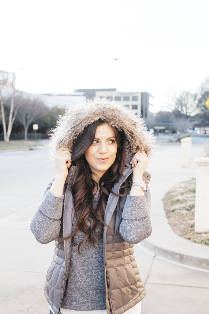 Bubble Vest with Faux Fur hood