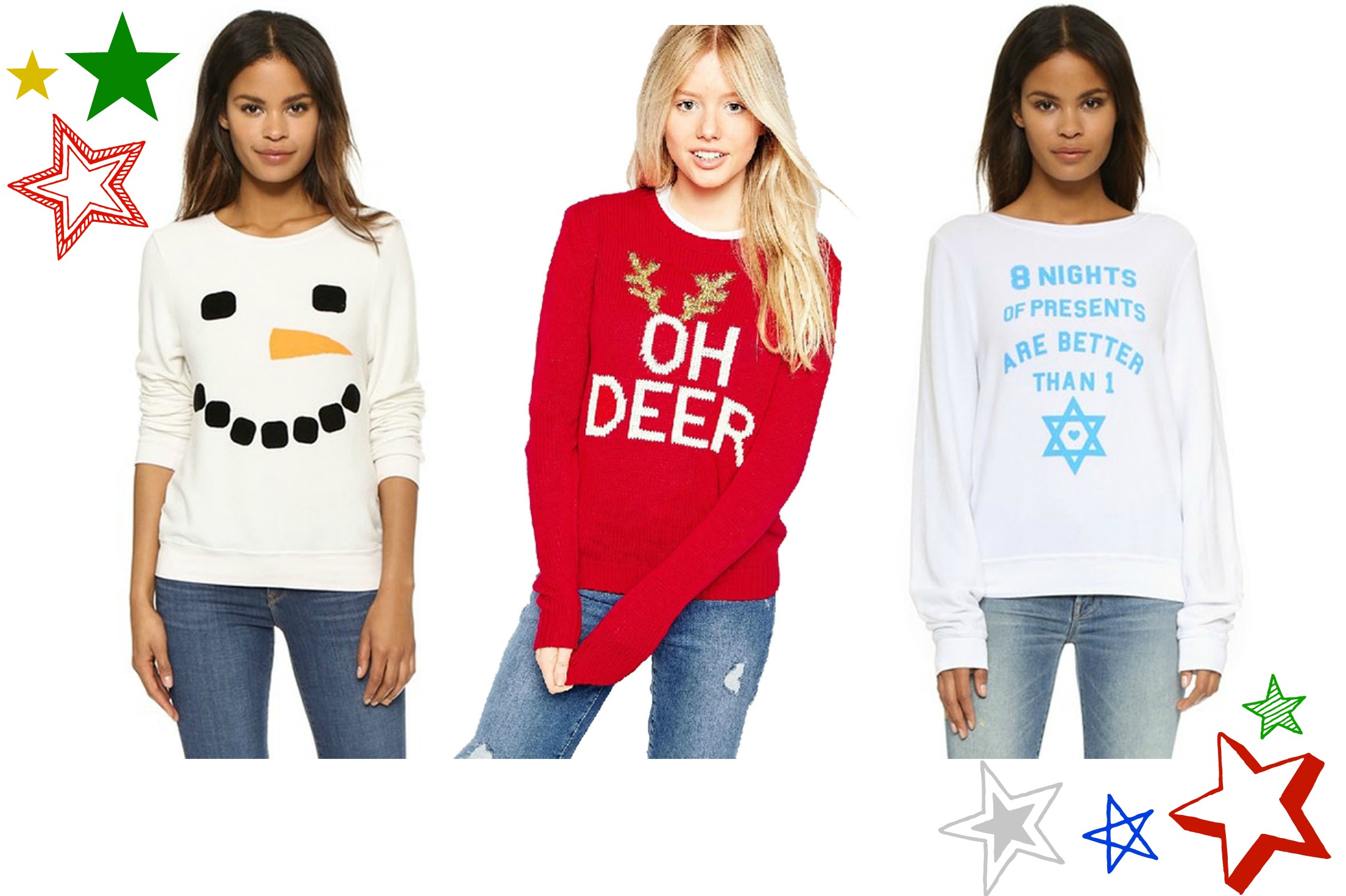 ugly holiday sweaters, cute ugly holiday sweaters