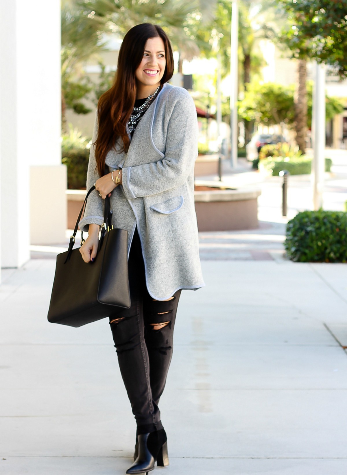 oversized sweater coat, grey sweater coat, She Inside grey jacket