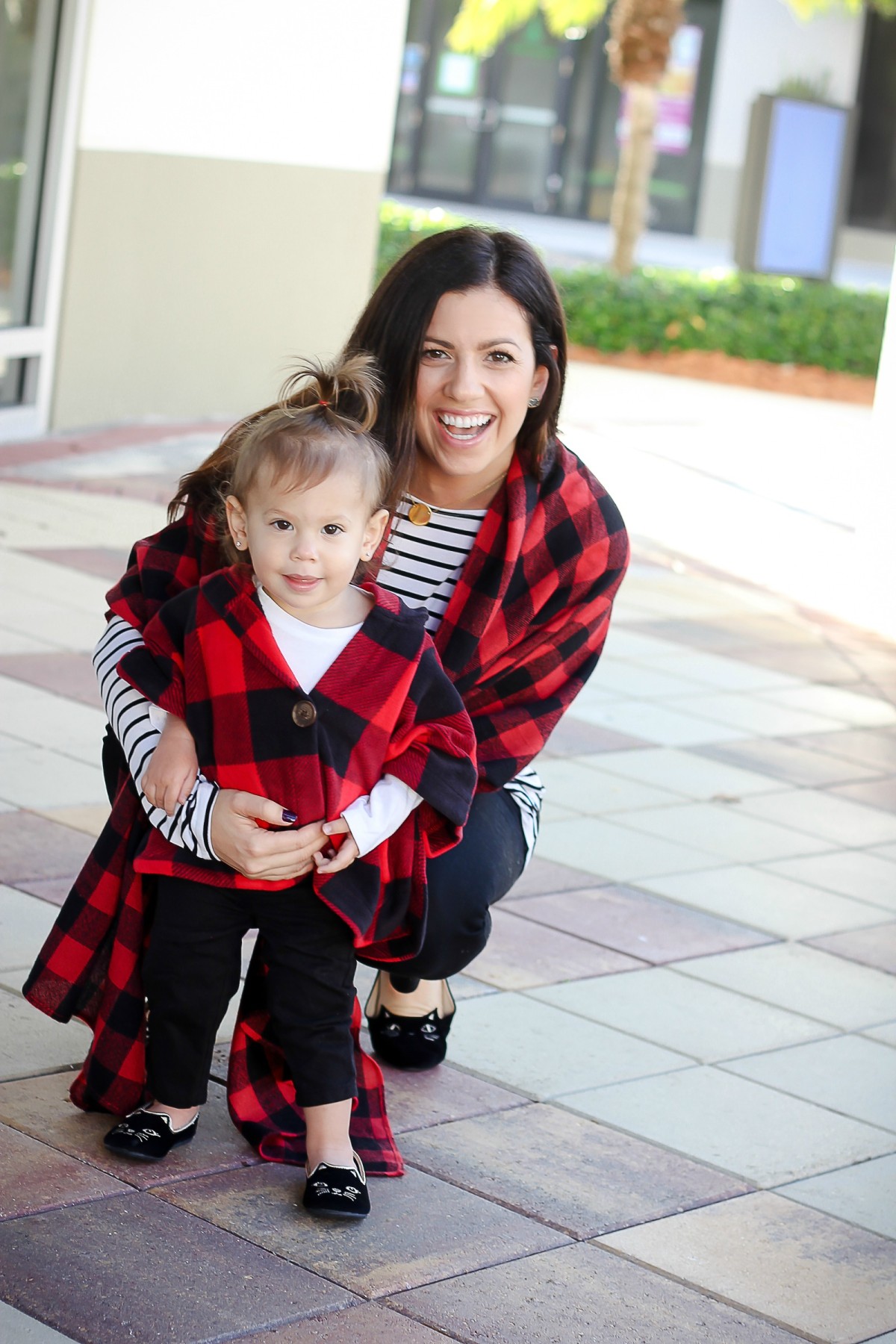 baby girl and mom matching outfits, baby girl buffalo check