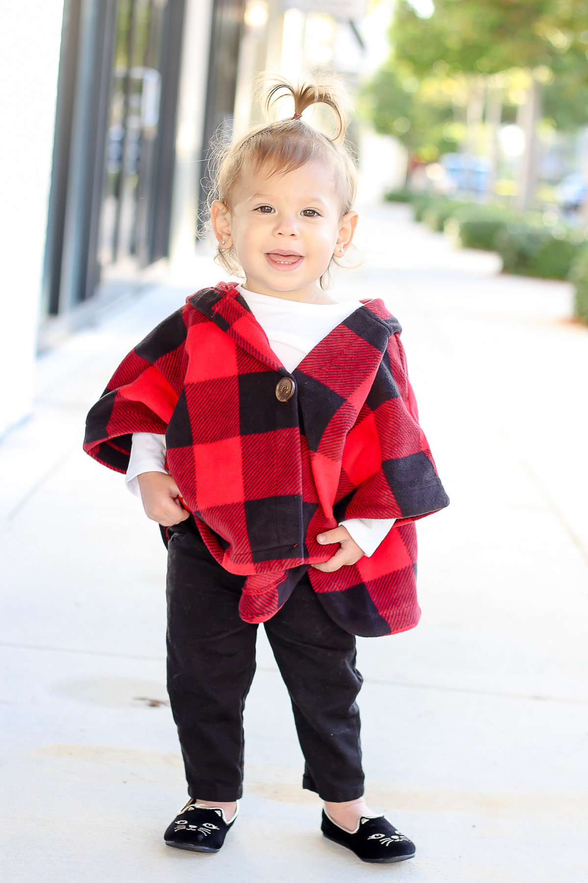 baby girl buffalo check poncho cape