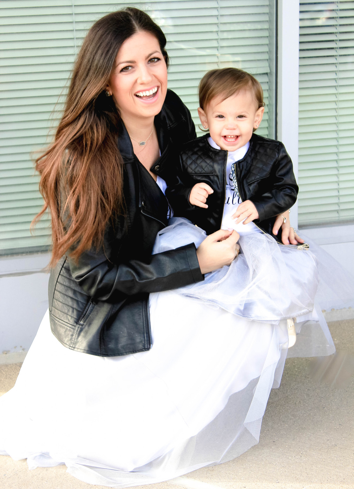 leather jacket with tutu skirt