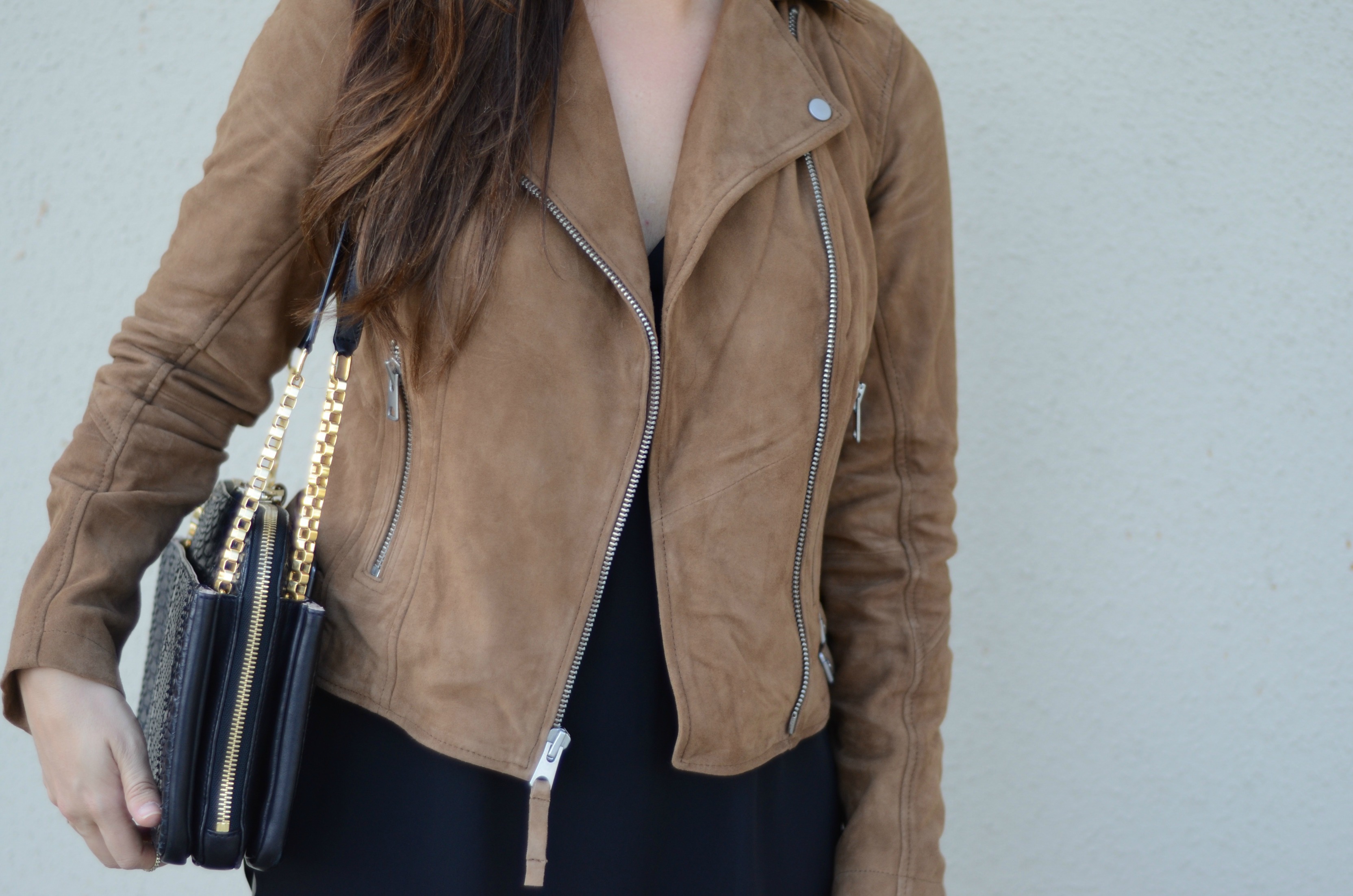 brown leather biker jacket