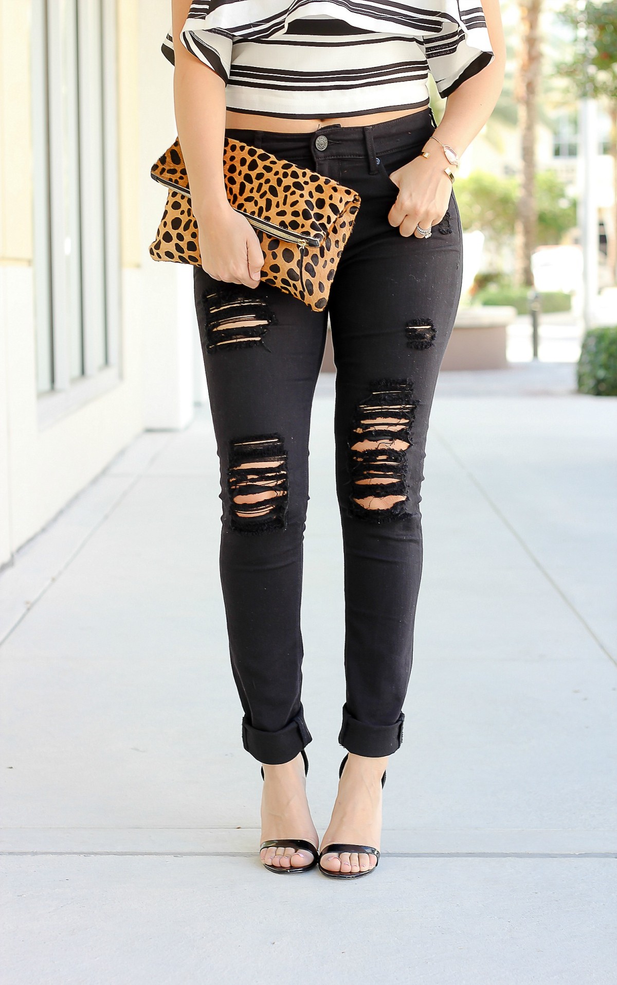 Express mid rise black ripped denim