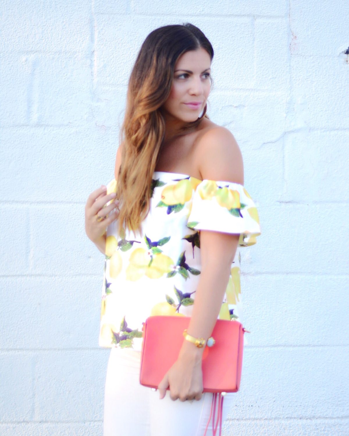 off shoulder lemons tops