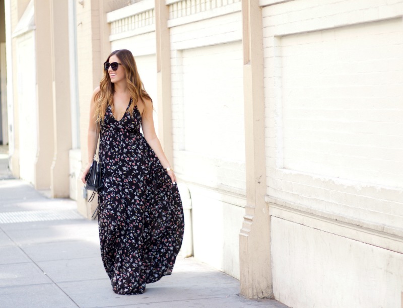 black floral maxi dress