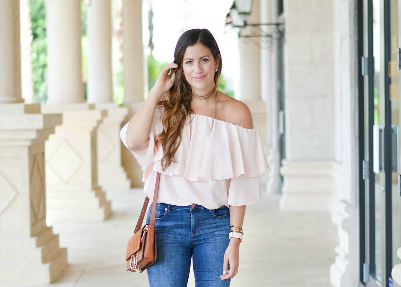 Chicwish pink off shoulder top