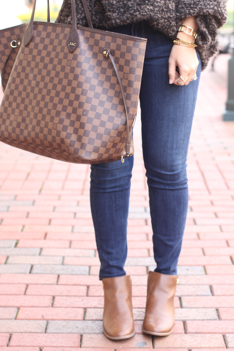 Payless Booties, American Eagle denim, Louis Vuitton Neverfull bag