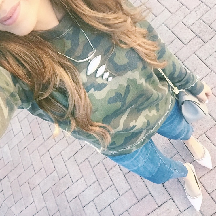 AEO Camo Sweatshirt, best Valentino Rockstud Dupes