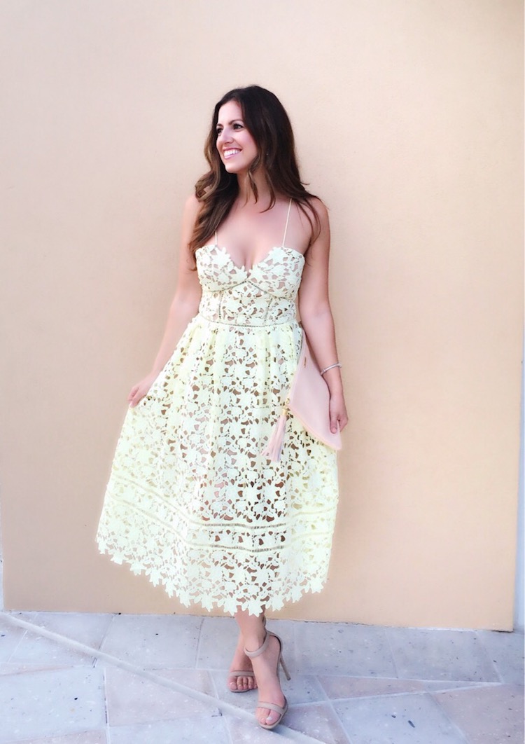 Self Portrait Azalea dress in baby yellow // Sunflowers and Stilettos Fashion Blog