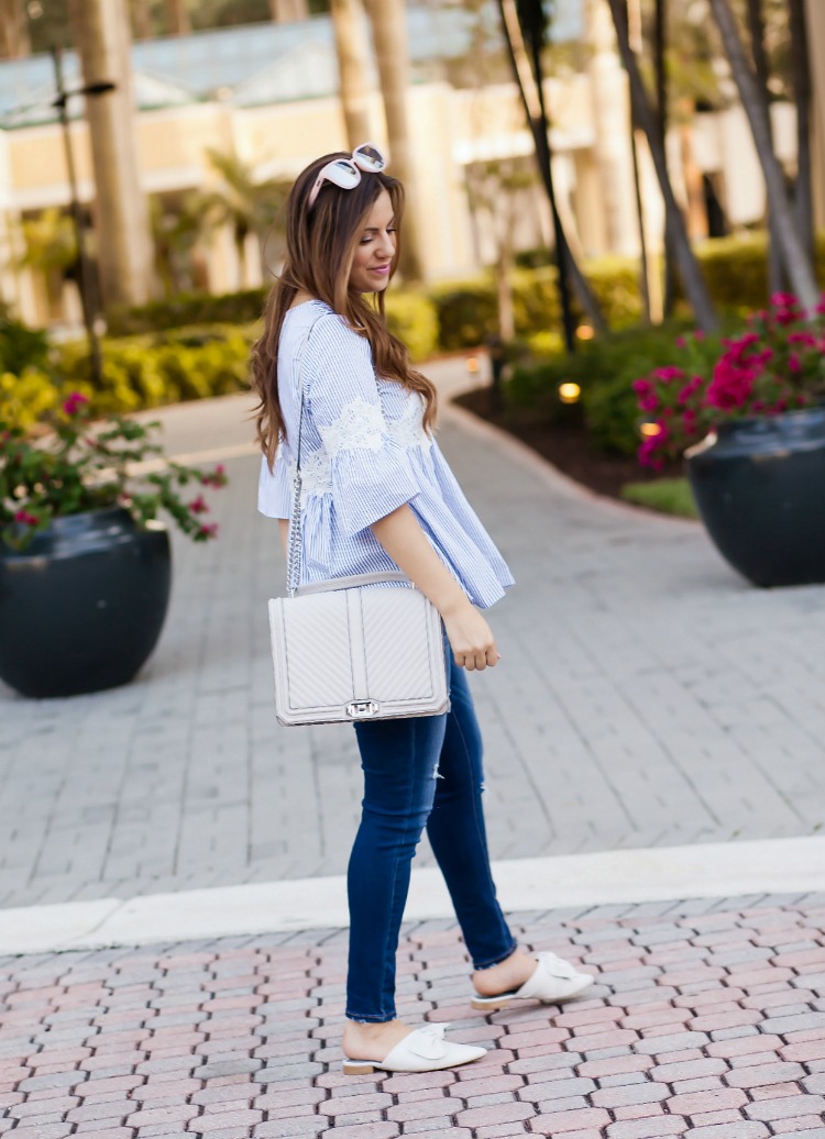 Chicwish blue white stripe dolly top 