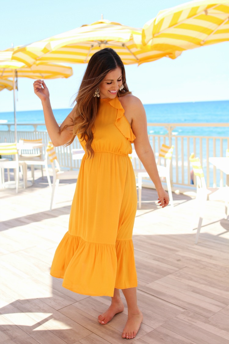 Yellow LOFT midi dress