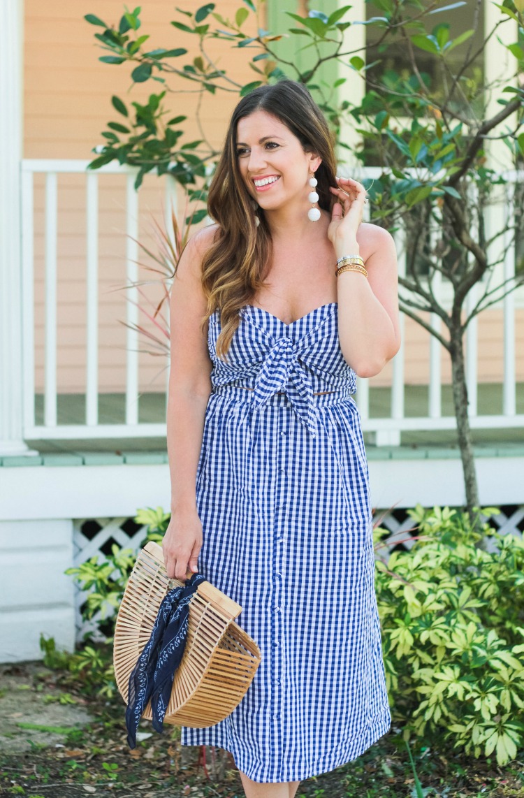 Blue Gingham Midi Dress 