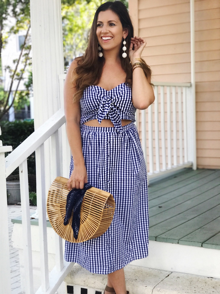 Cutout Midi Dress, Gingham Midi Dress, Tie Front Midi Dress