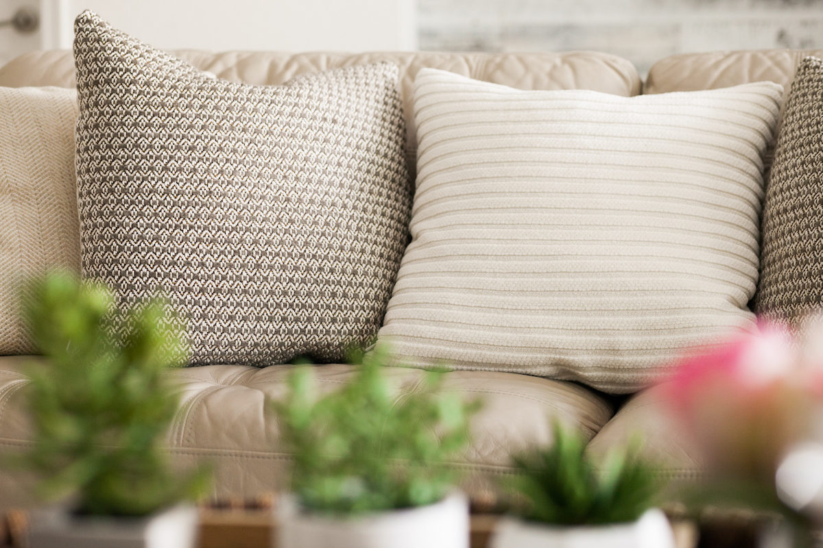 Living Room :: Custom Throw Pillows :: Sunflowers and Stilettos Lifestyle Blog Home