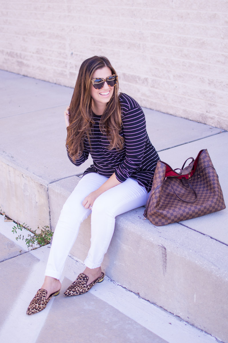 stripes and leopard pattern mix for fall_ casual chic style _ bump style _ pregnancy style _ chic mom style