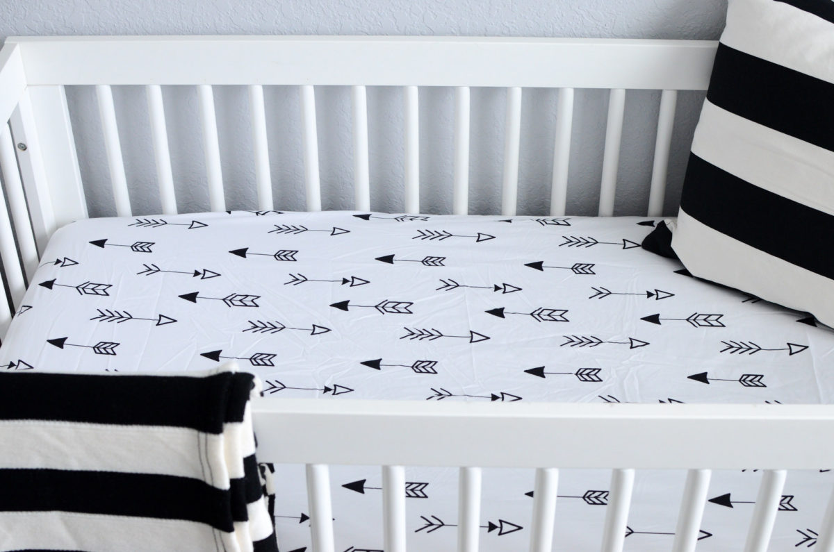 black white nursery, black white crib sheet