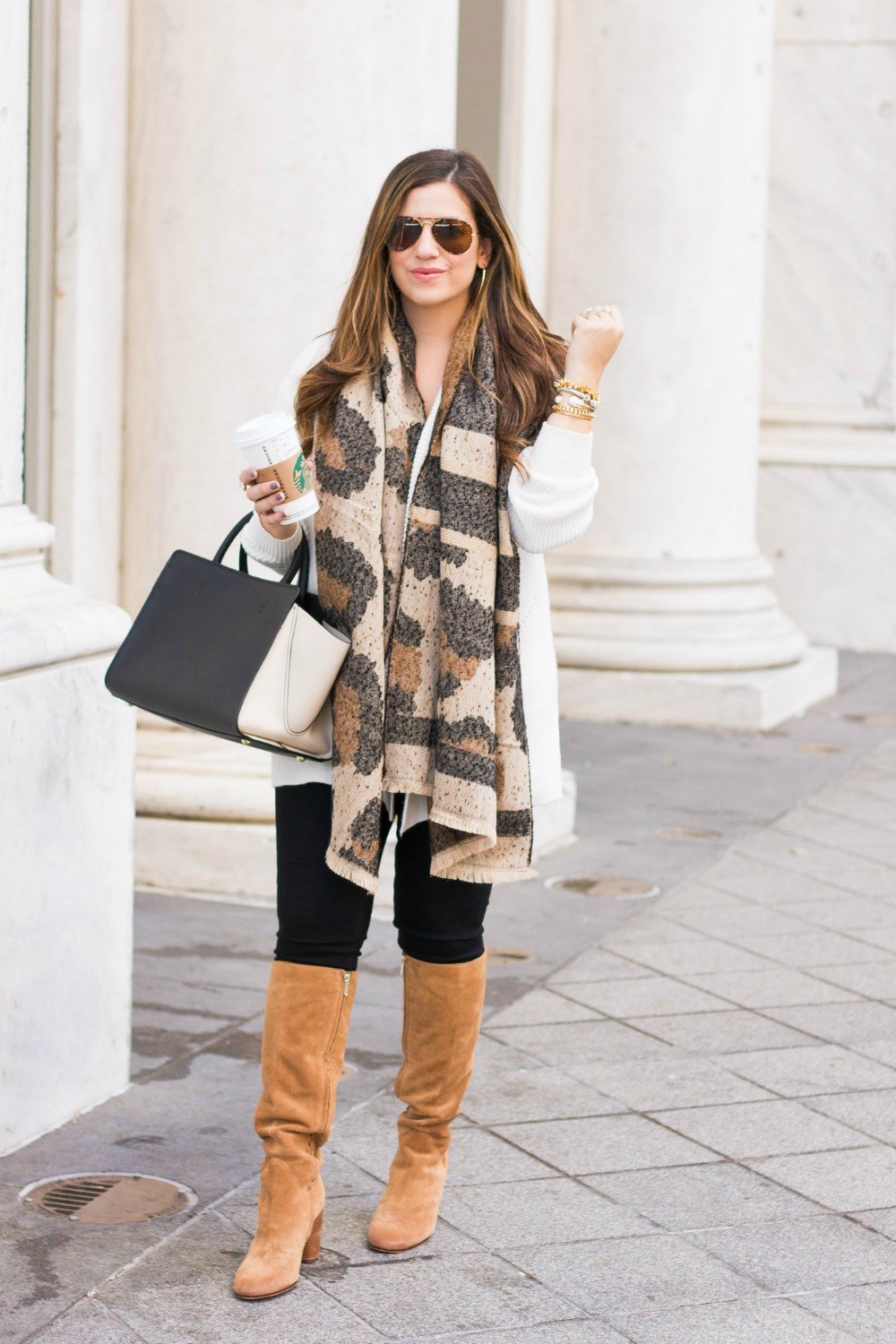 Fall Fashion, leopard scarf, Sunflowers and Stilettos fashion blog