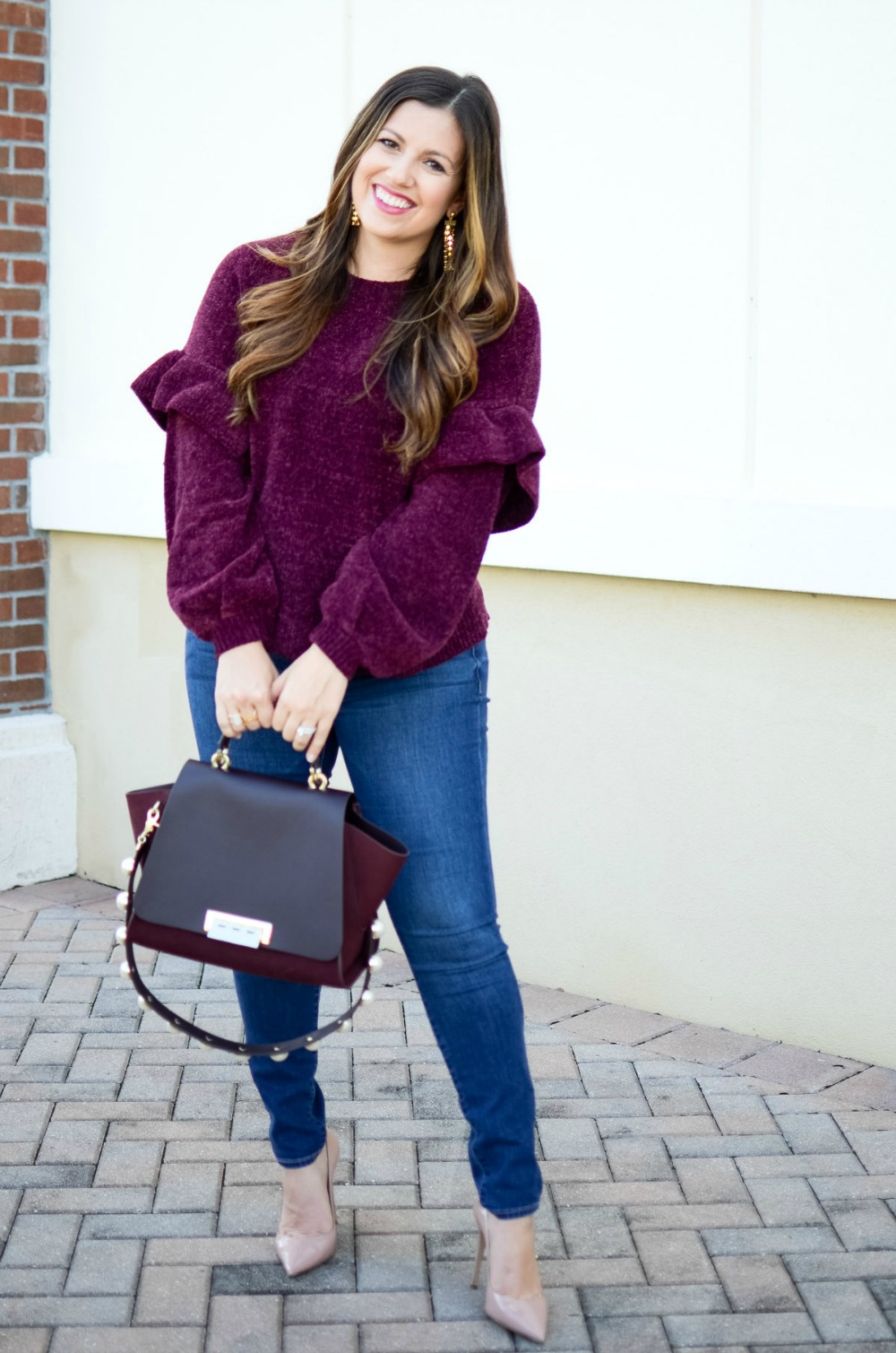 ruffle chenille sweater