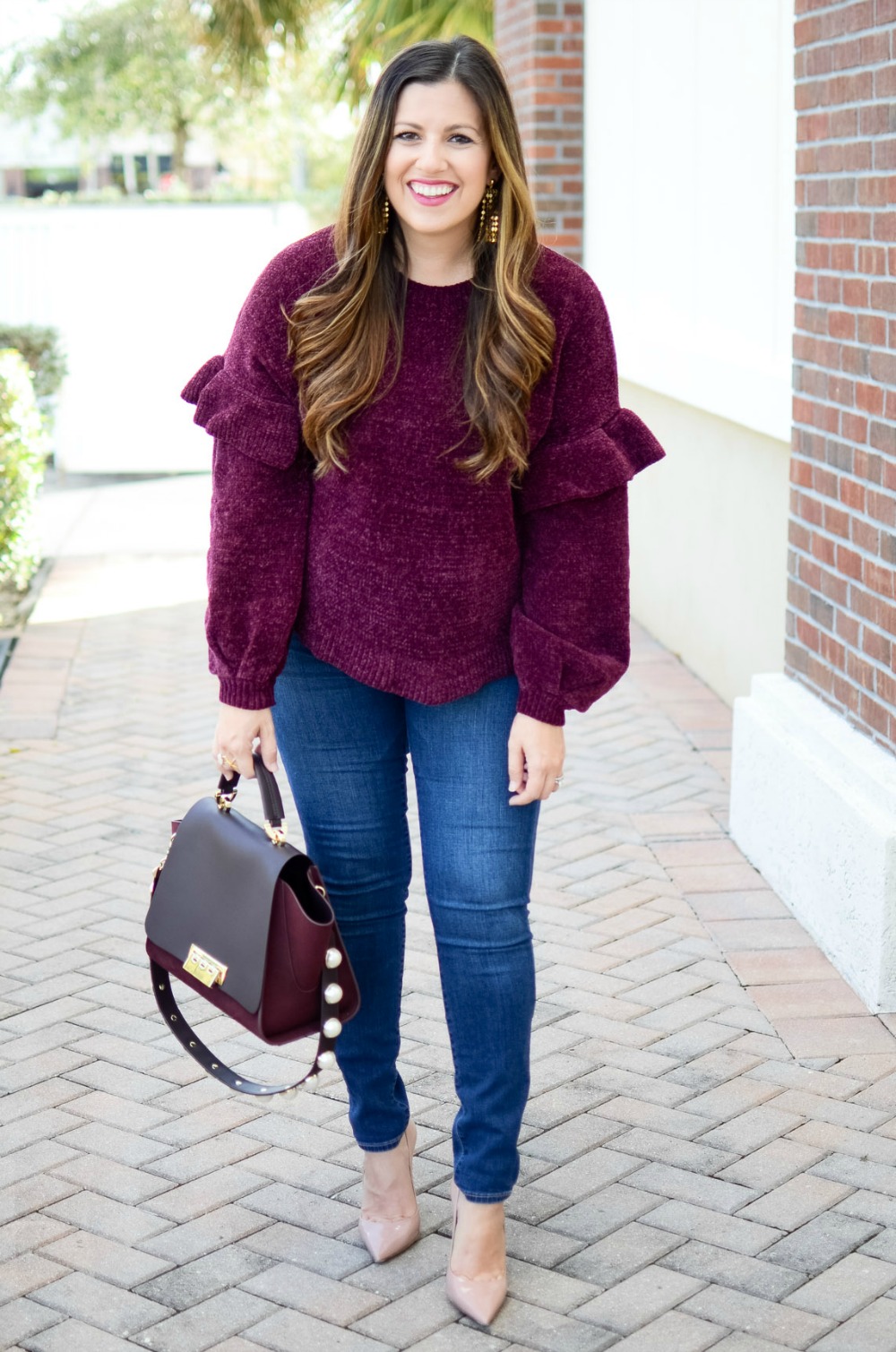 ruffle chenille sweater