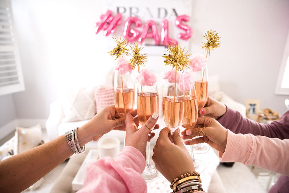 Galentine's Day Rosé with cotton candy, Valentine's Day party