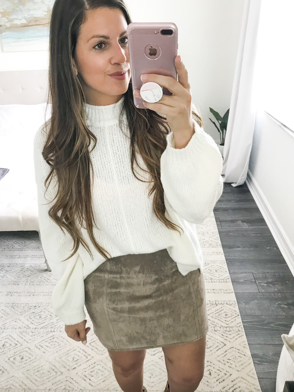 BP sweater, BlankNYC suede skirt