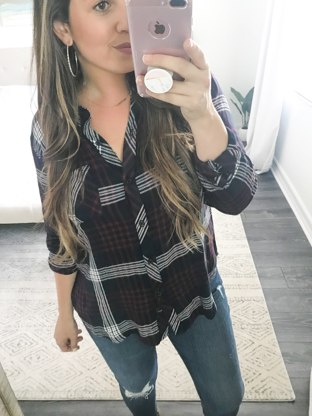 Rails plaid top untucked