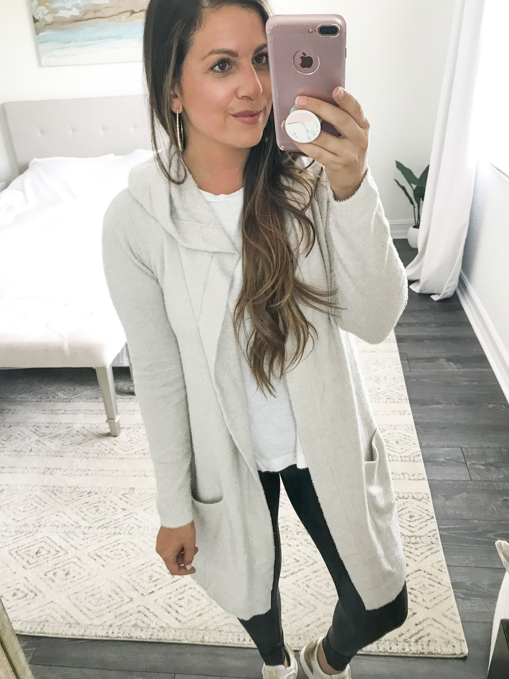 barefoot dreams long cardigan with hood