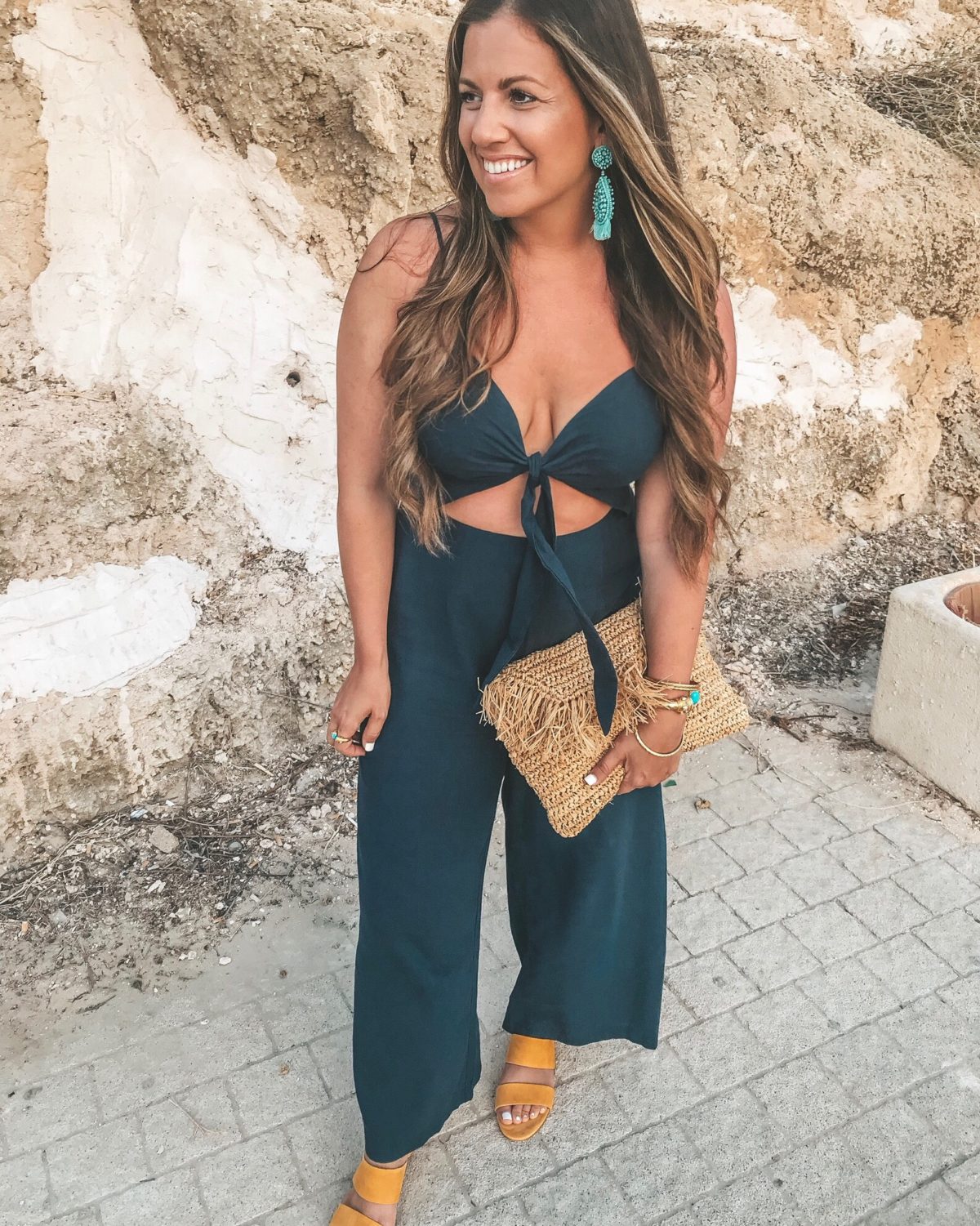 Tel Aviv beach, navy blue cut out jumpsuit