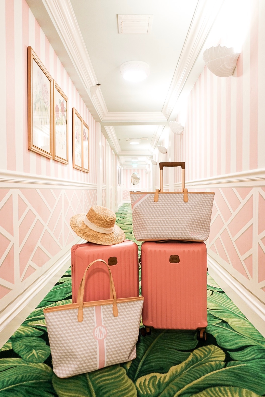 Colony Palm Beach Pink Hallway - banana leaf hallway