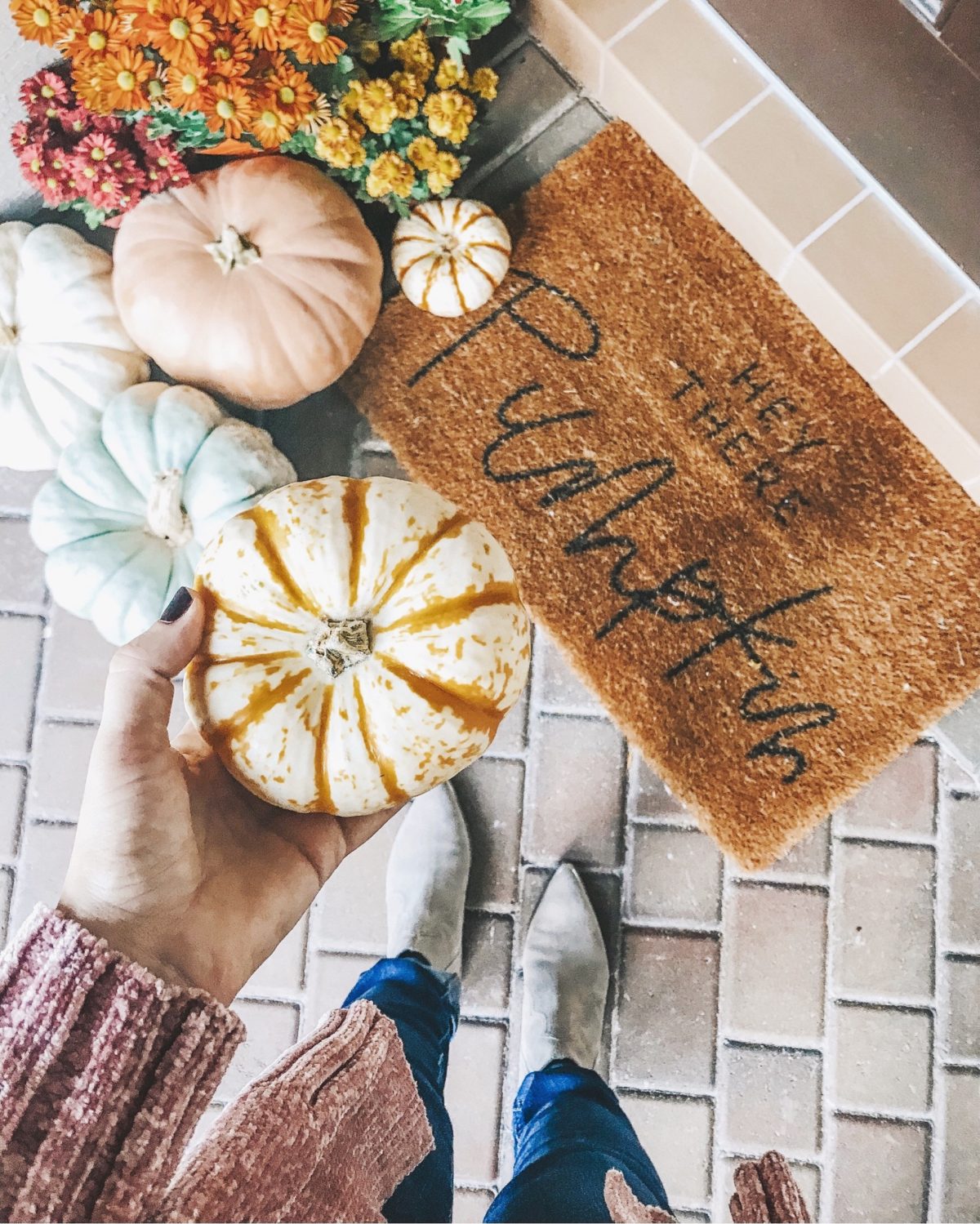 Hey There Pumpkin doormat, Fall Door mat