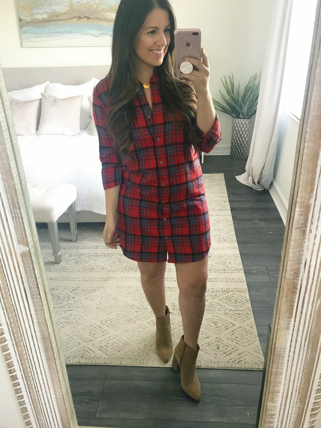 Red Dress Boutique plaid dress, red plaid dress, Sunflowers and Stilettos blog