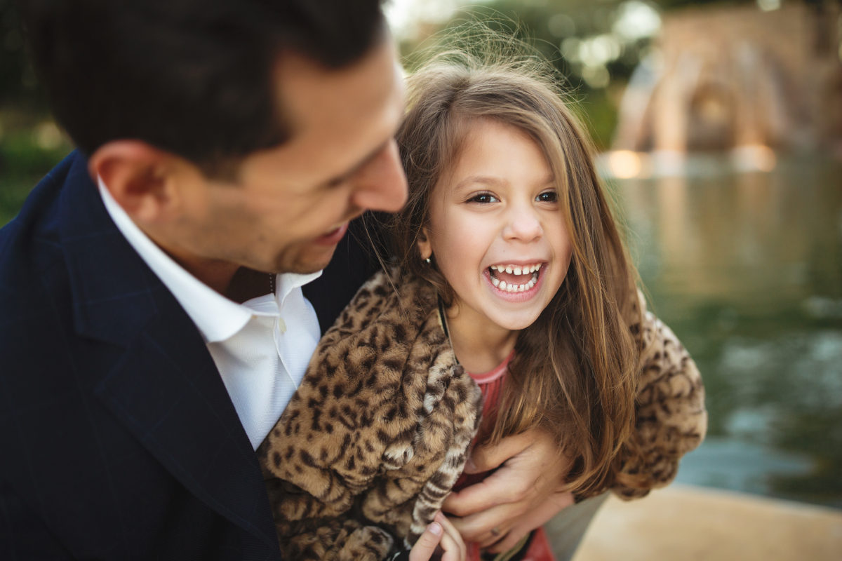 winter glam holiday family shoot, leopard jacket toddler girl