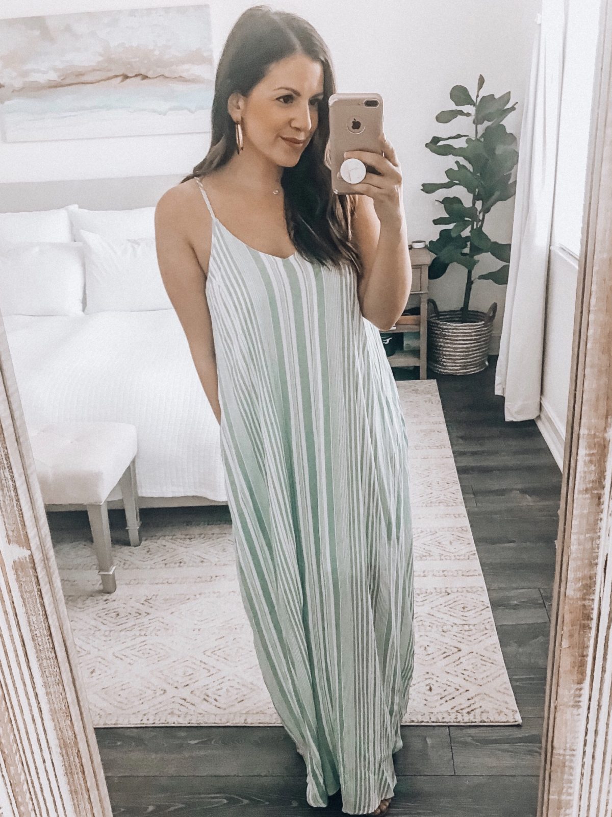 Stripe Maxi, Affordable Cute Maxi Dress, Sage Stripe Maxi Dress, Jaime Cittadino of Sunflowers and Stilettos blog