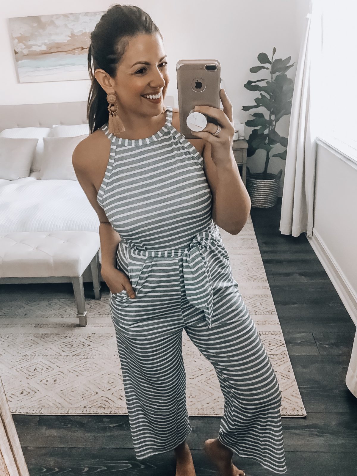 Amazon Fashion Haul striped jumpsuit, blue stripe wide leg jumpsuit