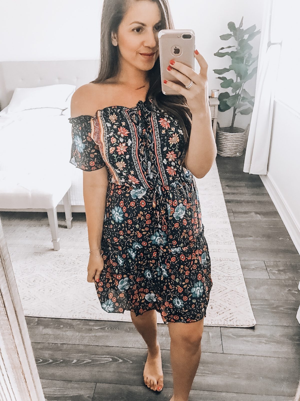 Amazon floral off shoulder boho mini dress, Amazon fashion boho dress