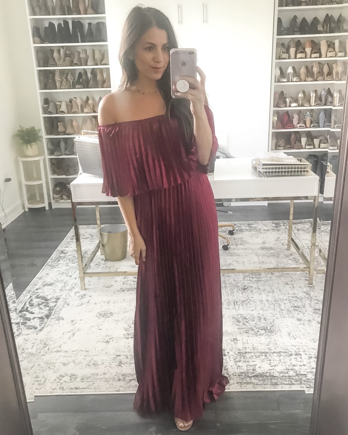 Amazon pleatead off shoulder maxi dress