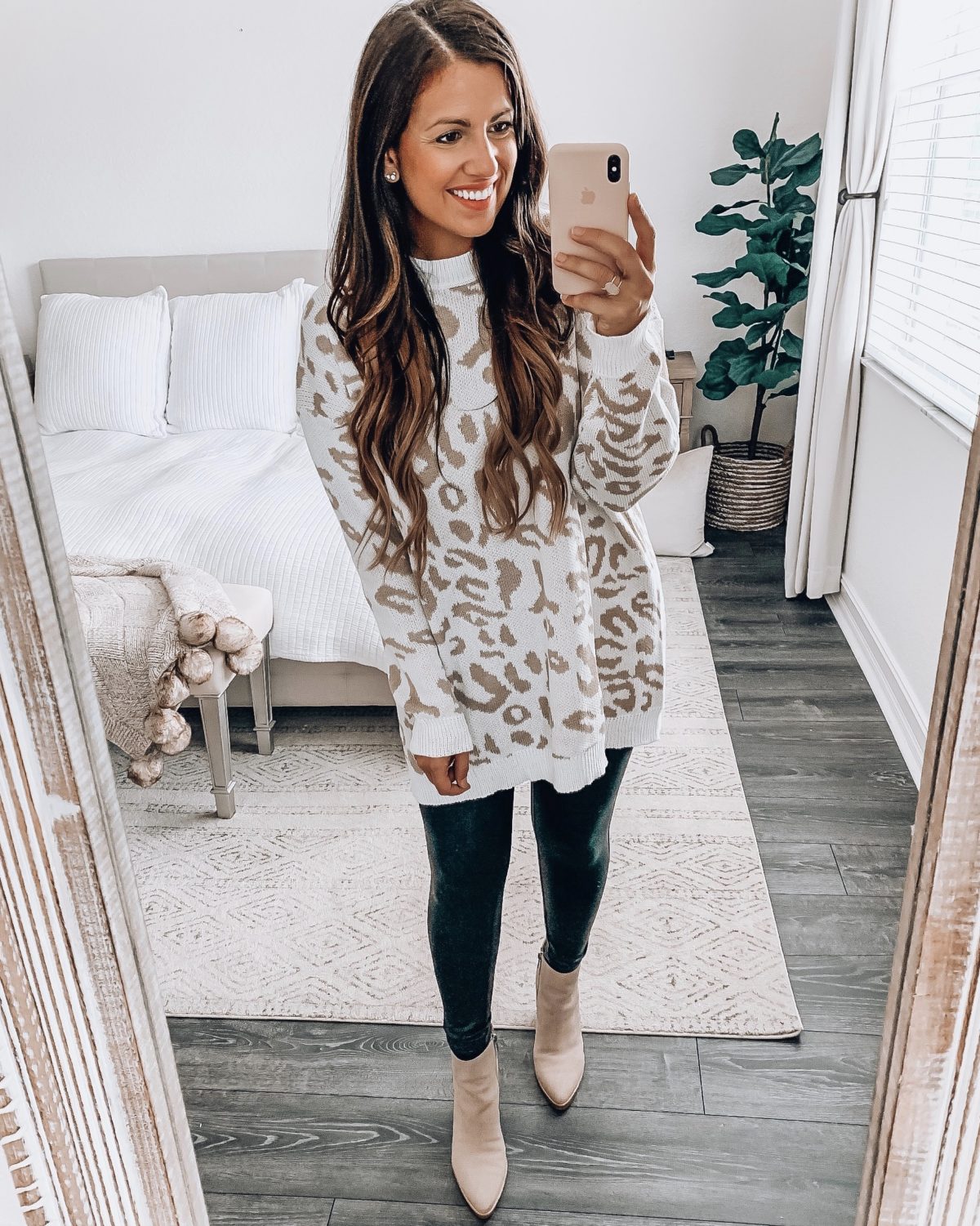 Amazon Fashion white leopard sweater dress