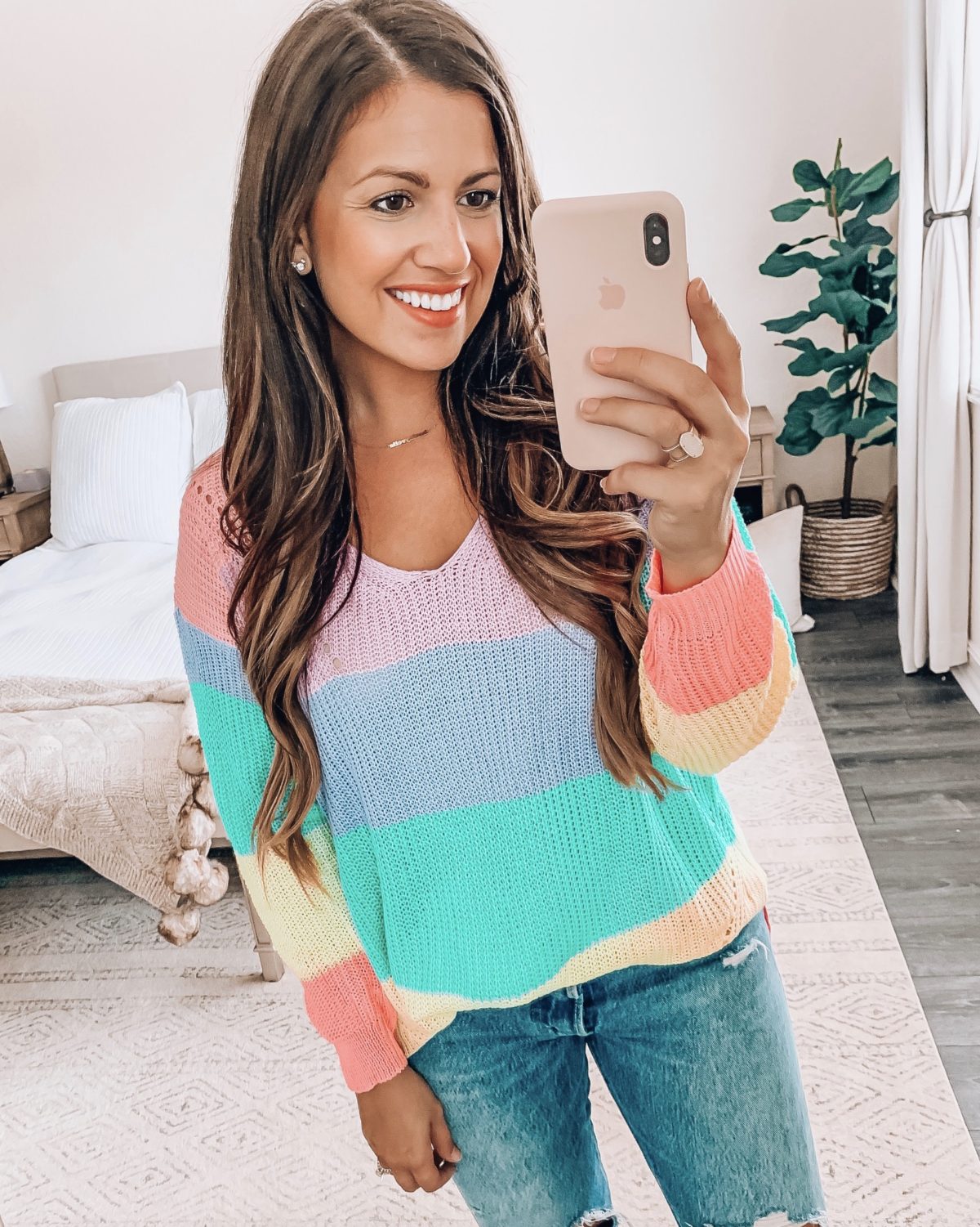 Amazon fashion rainbow sweater, oversize rainbow stripe sweater