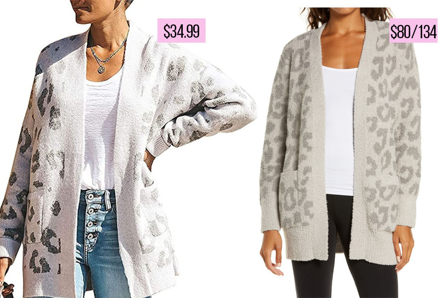 leopard cardigan, Barefoot Dreams Sweater Dupe