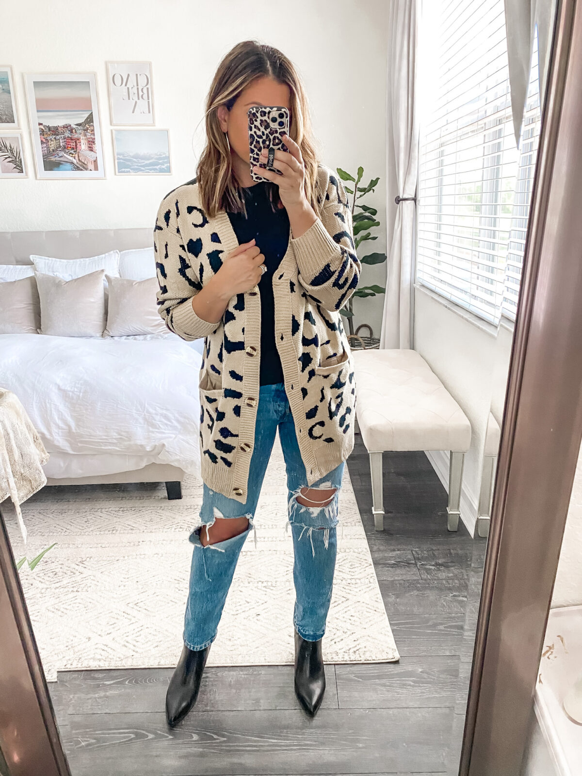 Amazon leopard button down cardigan sweater, leopard print cardigan coat