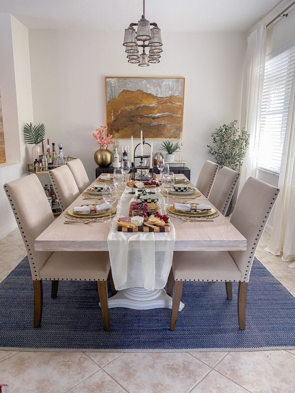 MacKenzie-Childs, dining table decor, transitional dining room